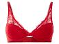 Un soutien-gorge rouge en dentelle.