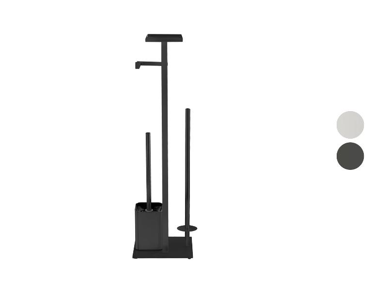 Support moderne pour accessoires de toilette noir.