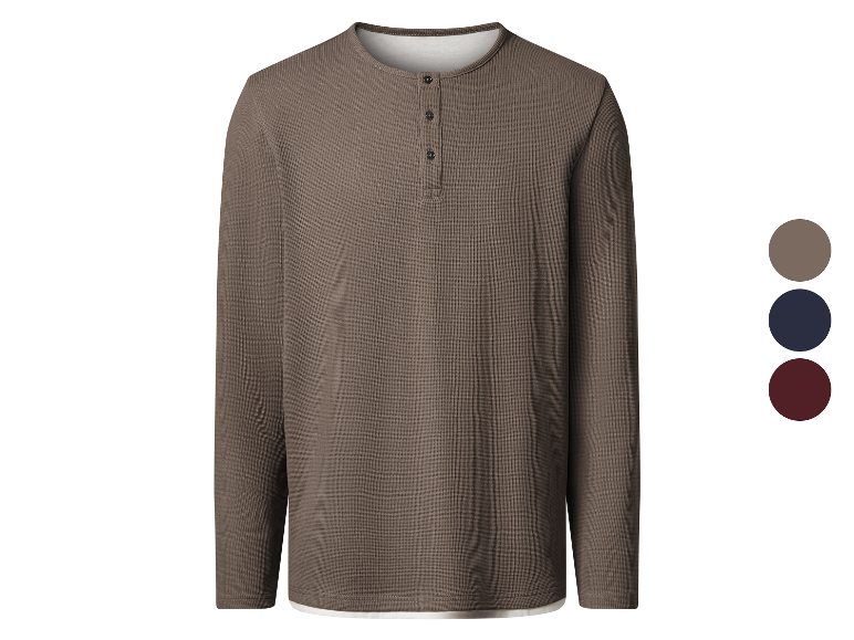 T-shirt thermique à manches longues marron, disponible en d'autres couleurs.