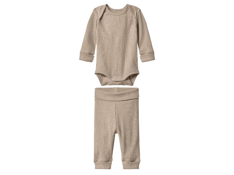 Ensemble body et pantalon côtelés beige pour bébé
