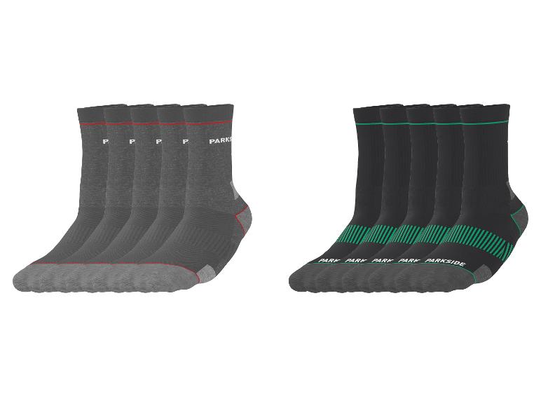 Lots de six chaussettes Parkside grises et noires avec détails colorés.