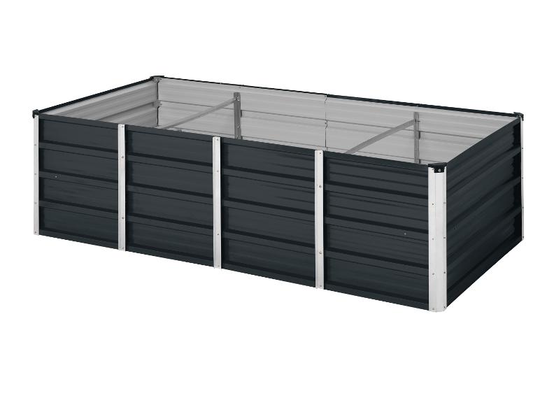 Carré potager rectangulaire en métal gris foncé