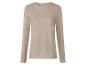 T-shirt beige à manches longues pour femme avec bords ondulés