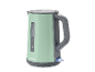 Une bouilloire Silvercrest vert menthe avec des accents gris.