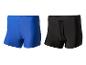 Maillots de bain courts, bleu et noir.