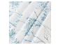 Tissu floral bleu et blanc, motif de branches fleuries.