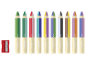 Crayons Crelando 3 en 1 et taille-crayon.