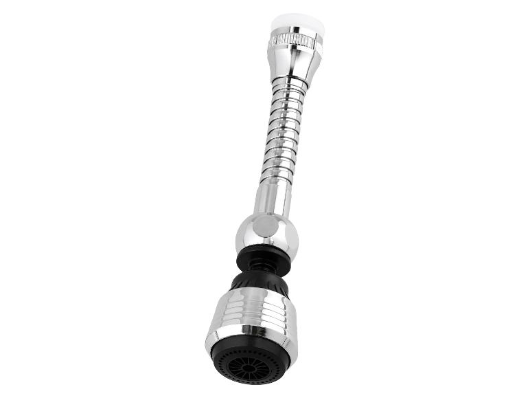 Rallonge de robinet flexible chromée avec tête d'eau noire