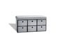 Banc de rangement gris avec six tiroirs