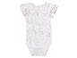 Body bébé à volants, imprimé floral beige clair.