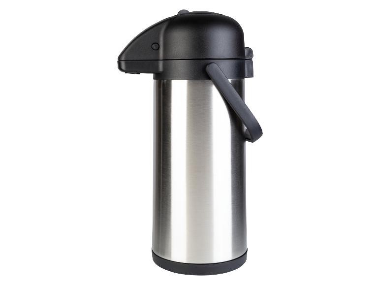 Carafe isotherme en acier inoxydable avec poignée.
