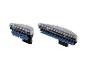 Deux brosses à poils bleus pour appareils de nettoyage.