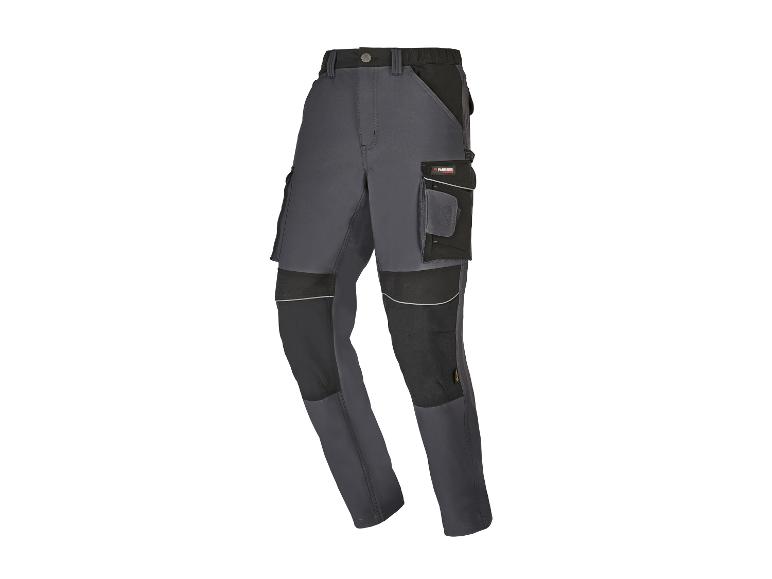 Pantalon de travail gris avec des détails noirs et le logo Parkside.