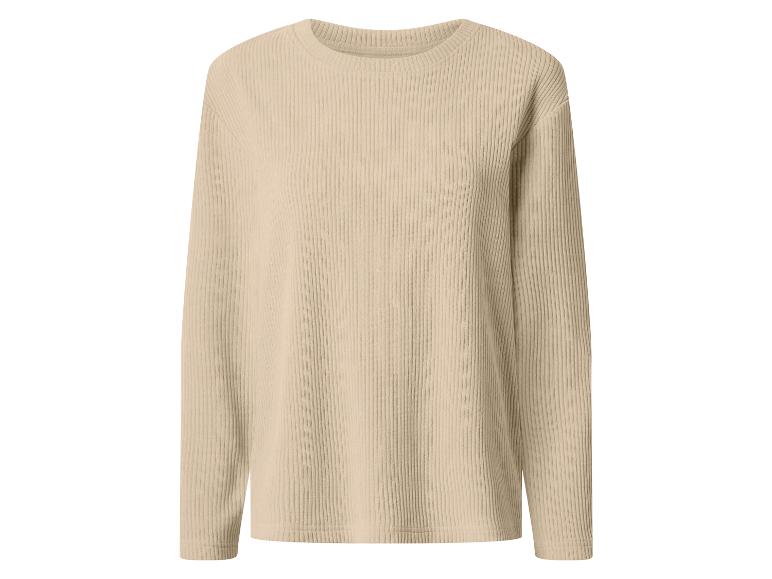 Pull côtelé beige à manches longues