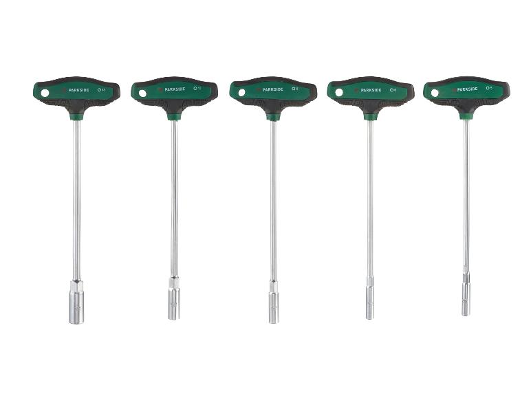 Ensemble de cinq clés à douille en T de tailles 5, 6, 8, 10 et 13 mm.