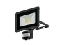 Projecteur LED avec détecteur de mouvement, noir, panneau lumineux blanc avec LED jaunes.