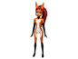 Une poupée Rena Rouge de Miraculous Ladybug en orange et noir.