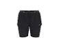 Short de sport noir 2 en 1 pour homme avec détails verts à la taille.