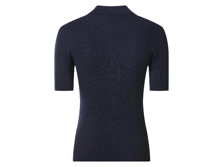 Polo côtelé bleu foncé à manches courtes, vu de dos.