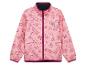 Veste polaire rose pour enfant avec motif de briques de construction.