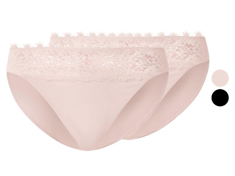 Lot de deux culottes en dentelle rose avec options de couleur noire et rose.