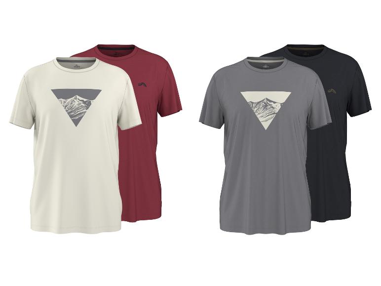 T-shirts homme à motif montagne en blanc, rouge, gris et noir.