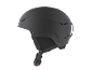Casque de ski noir mat avec fentes d'aération et boucle réglable.