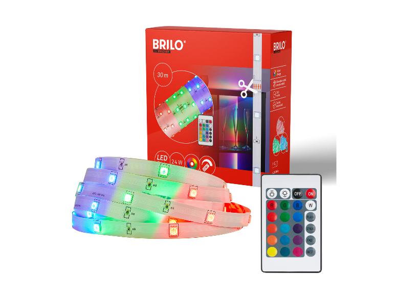 Bande LED Brilo de 30m avec télécommande pour changement de couleur et gradation.