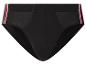Slip homme noir avec rayures rouges et blanches sur les côtés.