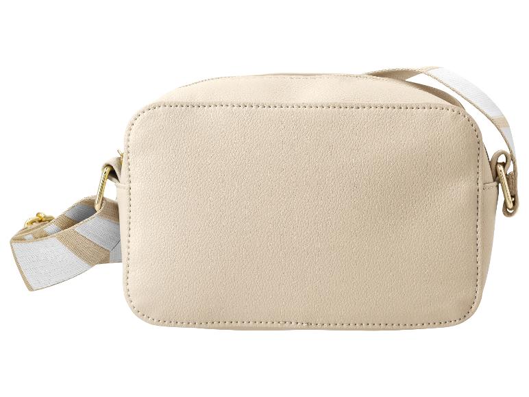 Sac en cuir beige avec bandoulière rayée