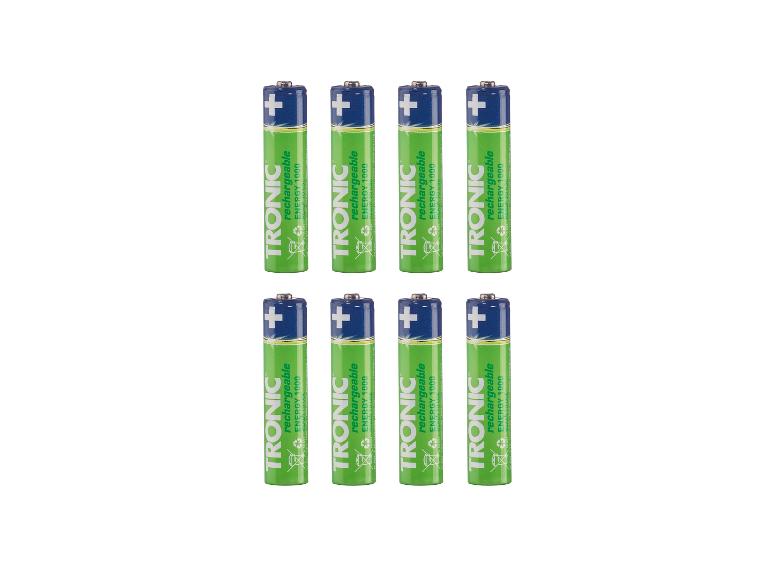 Huit piles rechargeables TRONIC AAA de 1000 mAh.
