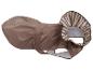 Imperméable marron pour chien avec capuche rayée et empreinte de patte réfléchissante