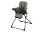 Une chaise haute grise Bebe Confort avec un cadre noir.