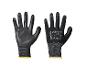 Une paire de gants de travail noirs PARKSIDE avec impression et bordure jaune.