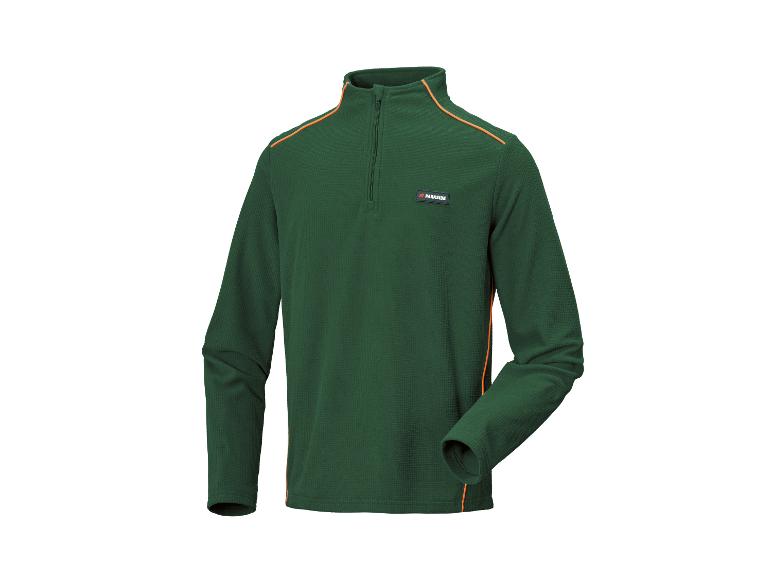 Veste polaire verte pour homme avec fermeture éclair et détails orange