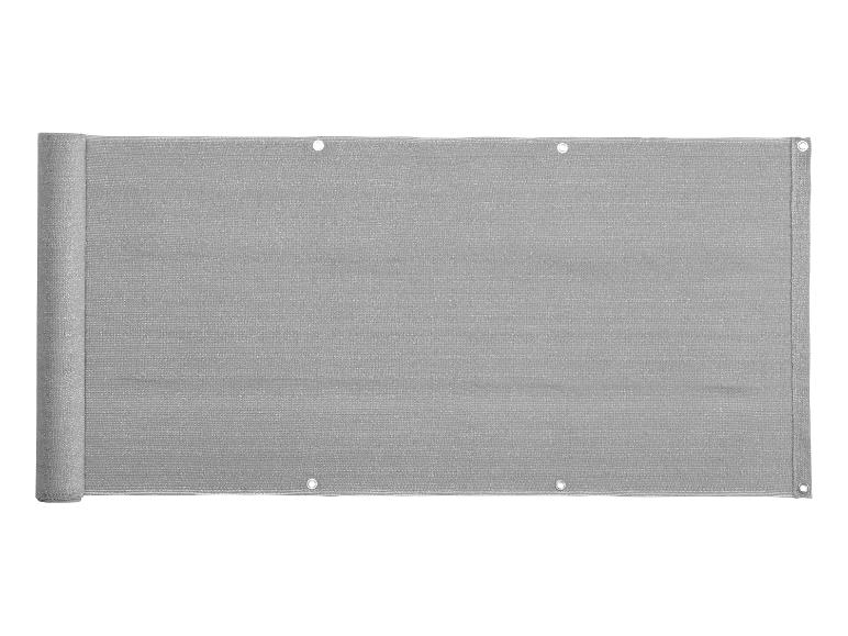 Brise-vue gris enroulable pour balcon ou terrasse avec œillets métalliques