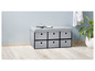 Banc de rangement gris avec six tiroirs