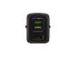 Chargeur mural PD noir 45W avec deux ports USB-C et un port USB-A.