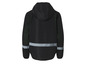 Veste noire à capuche avec des bandes réfléchissantes.