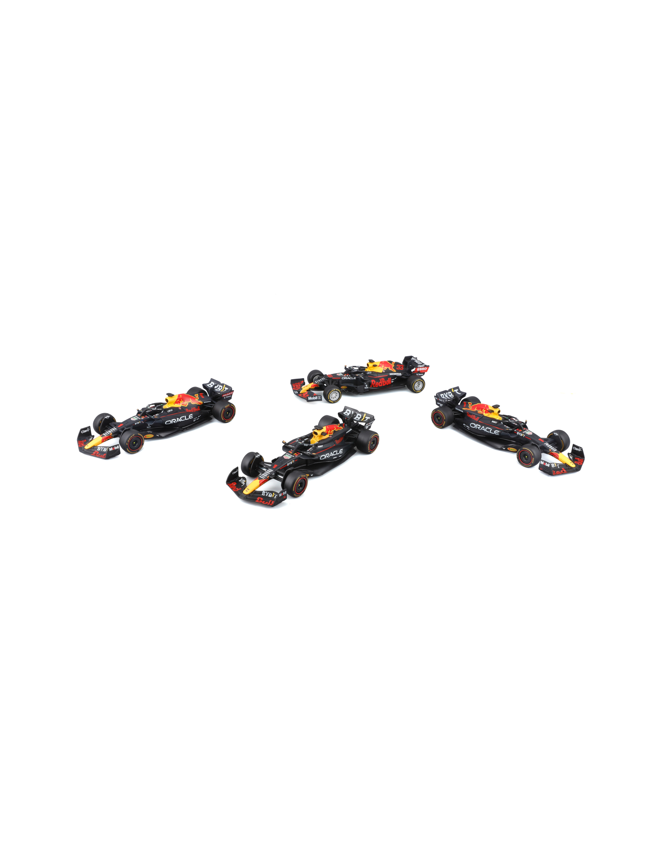 Bull Set F1 4X 4 Time World Champion RB16B N 33 Season 2021 RB18 N 1 Season 2022 RB19 N 1 Season 2023 RB20 N 1 Season 2024 Max Verstappen Matt Yellow - vue 3
