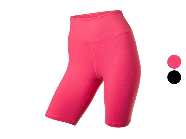 Short de cyclisme rose taille haute pour femme, présenté avec des options de couleur.