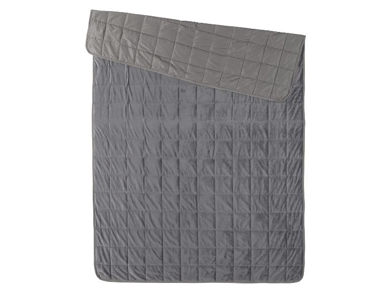 Couverture gris foncé à motif quadrillé.