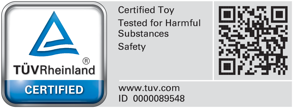 Sceau certifié: Jouet certifié, testé pour les substances nocives, sécurité. ID 0000089548.