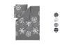 Parure de lit grise avec flocons de neige blancs, avec options de design supplémentaires.