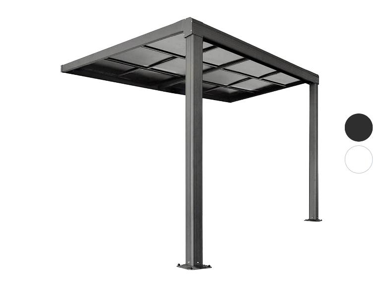 Pergola de jardin grise avec toit réglable et deux options de couleur