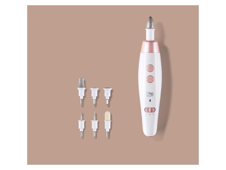 Kit de manucure et pédicure avec embouts interchangeables et contrôle de vitesse.