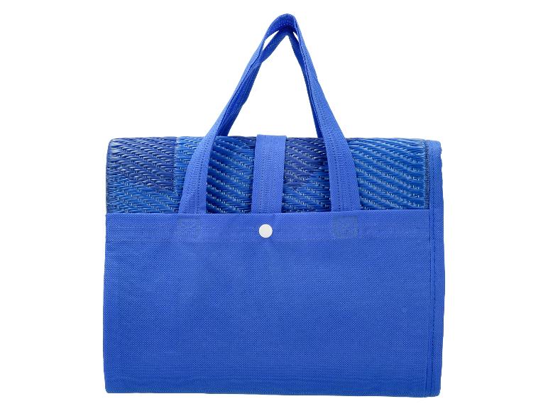 Tapis de pique-nique bleu pliable avec poignées et sac de transport