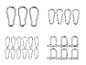 Crochets et manilles métalliques pour connecter des éléments.