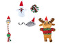 Jouets de Noël pour chiens, y compris un renne, une souris et un bonhomme de neige.
