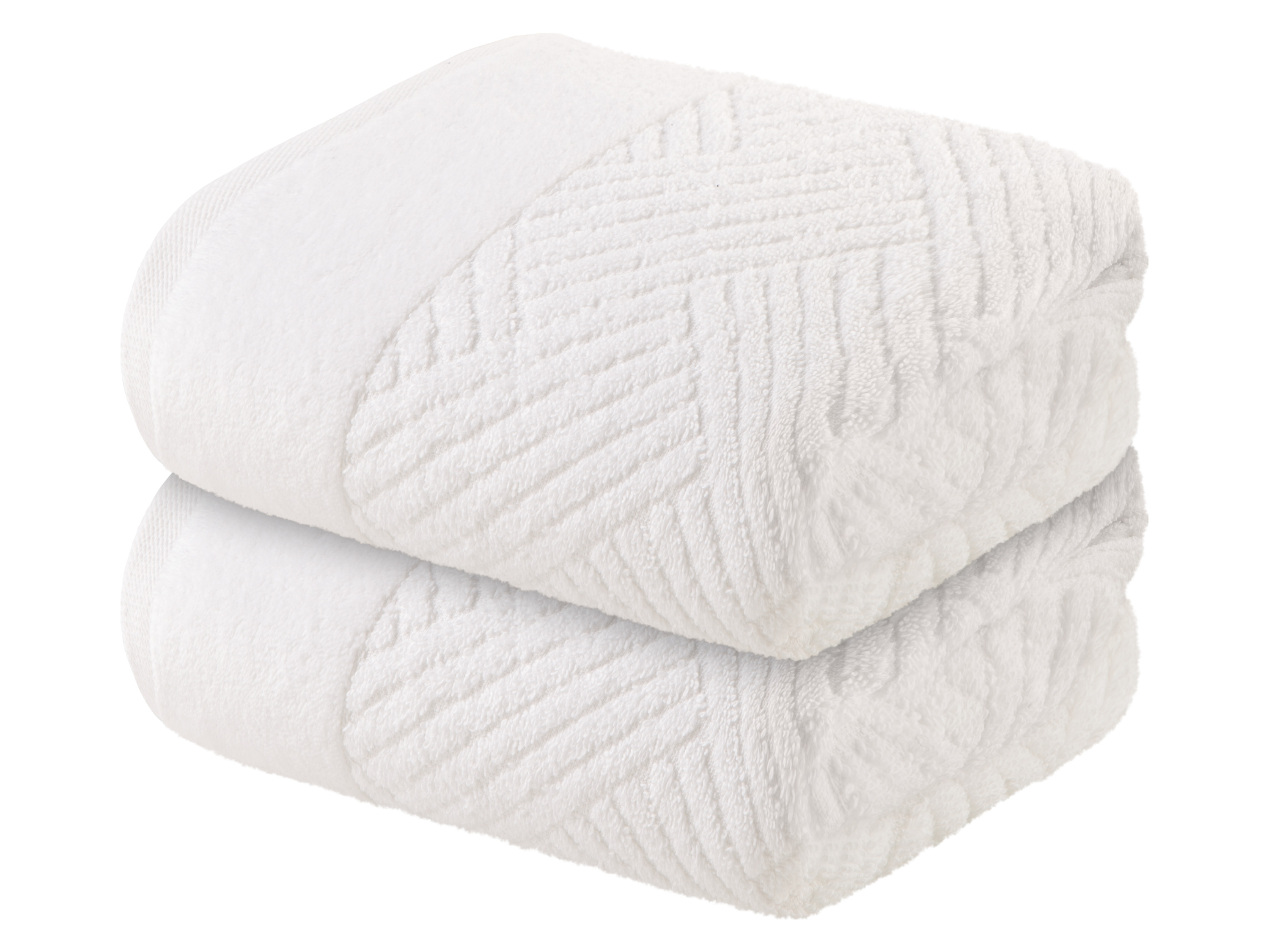 LIVARNO home Lot de 2 serviettes de toilette en éponge, 50 x 100 cm (blanc)
